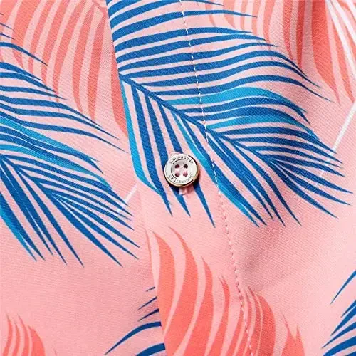 Simmashah Mens Hawaiian Shirt, Short Sleeves Button Down Beach Clothing, Unisex Summer Flamingos Casual Aloha Floral Shirts - 5
