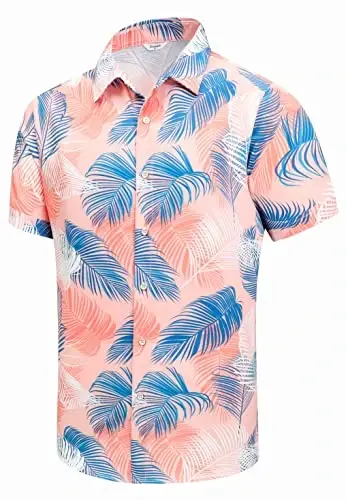 Simmashah Mens Hawaiian Shirt, Short Sleeves Button Down Beach Clothing, Unisex Summer Flamingos Casual Aloha Floral Shirts 