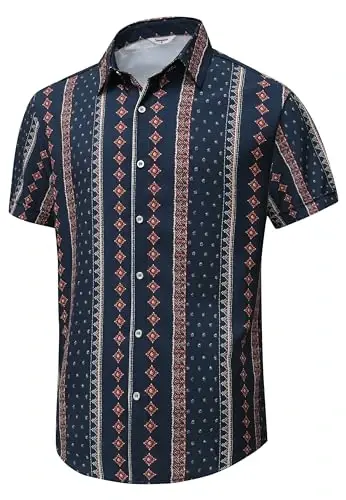 Simmashah Mens Hawaiian Shirt, Short Sleeves Button Down Beach Clothing, Unisex Summer Flamingos Casual Aloha Floral Shirts - 1