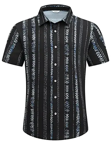Simmashah Mens Hawaiian Shirt, Short Sleeves Button Down Beach Clothing, Unisex Summer Flamingos Casual Aloha Floral Shirts - 2