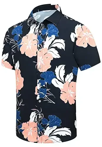 Simmashah Mens Hawaiian Shirt, Short Sleeves Button Down Beach Clothing, Unisex Summer Flamingos Casual Aloha Floral Shirts 