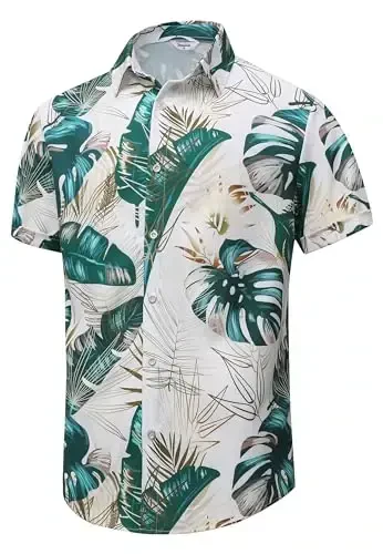 Simmashah Mens Hawaiian ko'ylagi, qisqa yengli tugmali plyaj kiyimi, unisex yozgi flamingolar tasodifiy Aloha gul ko'ylaklari - 1