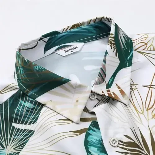 Simmashah Mens Hawaiian ko'ylagi, qisqa yengli tugmali plyaj kiyimi, unisex yozgi flamingolar tasodifiy Aloha gul ko'ylaklari - 3