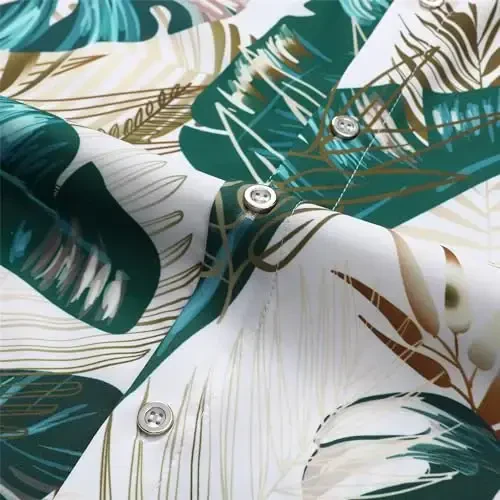 Simmashah Mens Hawaiian ko'ylagi, qisqa yengli tugmali plyaj kiyimi, unisex yozgi flamingolar tasodifiy Aloha gul ko'ylaklari - 5