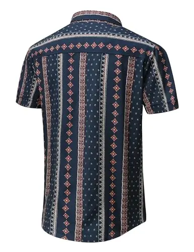 Simmashah Mens Hawaiian ko'ylagi, qisqa yengli tugmali plyaj kiyimlari, unisex yozgi flamingolar tasodifiy aloha gul ko'ylaklari - 2