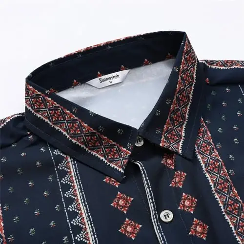 Simmashah Mens Hawaiian ko'ylagi, qisqa yengli tugmali plyaj kiyimlari, unisex yozgi flamingolar tasodifiy aloha gul ko'ylaklari - 3