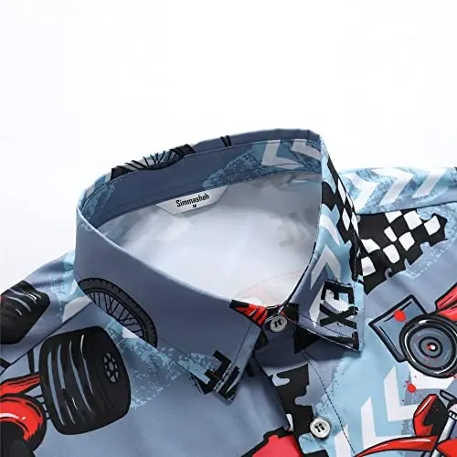 Simmashah Mens Hawaiian Shirt, Short Sleeves Button Down Beach Clothing, Unisex Summer Flamingos Casual Aloha Floral Shirts - 4