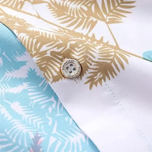 Simmashah Mens Hawaiian Shirt, Short Sleeves Button Down Beach Clothing, Unisex Summer Flamingos Casual Aloha Floral Shirts - 5