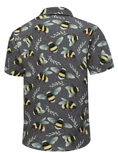 Simmashah Mens Hawaiian Shirt, Short Sleeves Button Down Beach Clothing, Unisex Summer Flamingos Casual Aloha Floral Shirts - 3