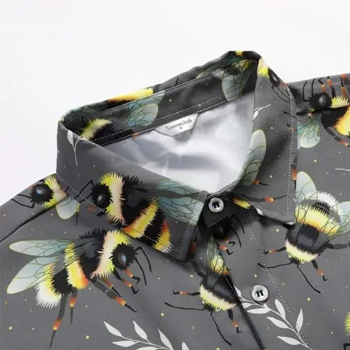 Simmashah Mens Hawaiian Shirt, Short Sleeves Button Down Beach Clothing, Unisex Summer Flamingos Casual Aloha Floral Shirts - 4