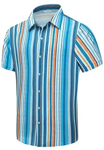 Simmashah Mens Hawaiian Shirt, Short Sleeves Button Down Beach Clothing, Unisex Summer Flamingos Casual Aloha Floral Shirts - 1