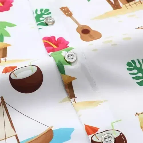 Simmashah Mens Hawaiian Shirt, Short Sleeves Button Down Beach Clothing, Unisex Summer Flamingos Casual Aloha Floral Shirts - 6