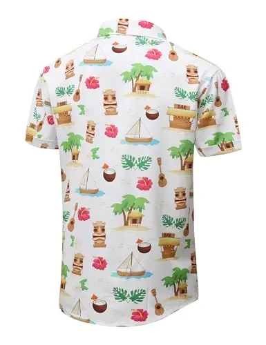 Simmashah Mens Hawaiian Shirt, Short Sleeves Button Down Beach Clothing, Unisex Summer Flamingos Casual Aloha Floral Shirts - 3
