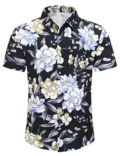 Simmashah Mens Hawaiian Shirt, Short Sleeves Button Down Beach Clothing, Unisex Summer Flamingos Casual Aloha Floral Shirts - 2