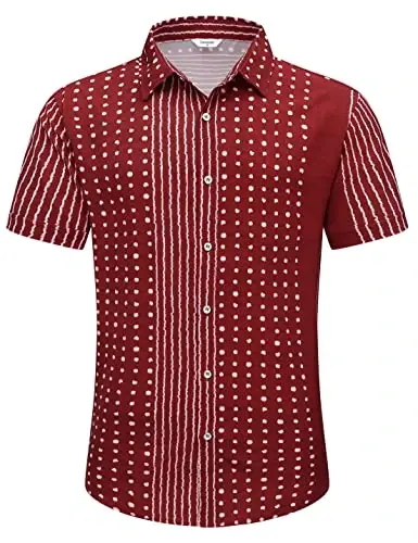 Simmashah Mens Hawaiian Shirt, Short Sleeves Button Down Beach Clothing, Unisex Summer Flamingos Casual Aloha Floral Shirts - SIMMASHAH (1)