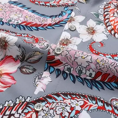 Simmashah Mens Hawaiian Shirt, Short Sleeves Button Down Beach Clothing, Unisex Summer Flamingos Casual Aloha Floral Shirts - 5