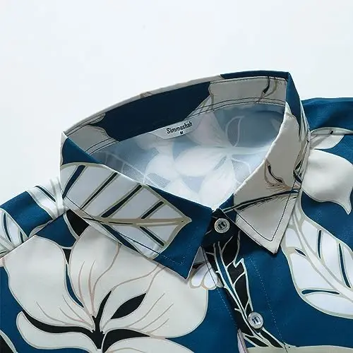 Simmashah Mens Hawaiian Shirt, Short Sleeves Button Down Beach Clothing, Unisex Summer Flamingos Casual Aloha Floral Shirts - 4