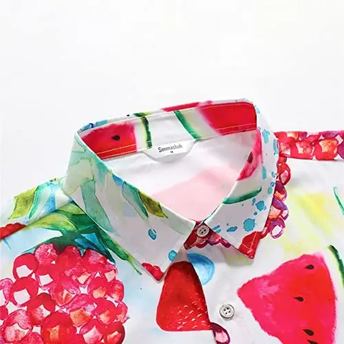 Simmashah Mens Hawaiian Shirt, Short Sleeves Button Down Beach Clothing, Unisex Summer Flamingos Casual Aloha Floral Shirts - 4