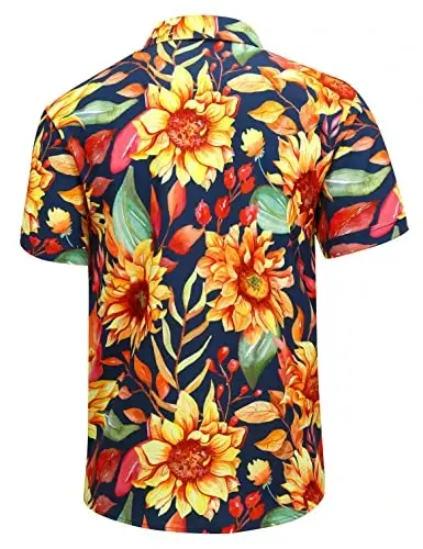 Simmashah Mens Hawaiian Shirt, Short Sleeves Button Down Beach Clothing, Unisex Summer Flamingos Casual Aloha Floral Shirts - 3