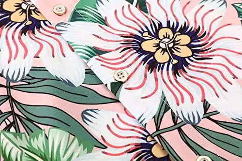 Simmashah Mens Hawaiian Shirt, Short Sleeves Button Down Beach Clothing, Unisex Summer Flamingos Casual Aloha Floral Shirts - 5