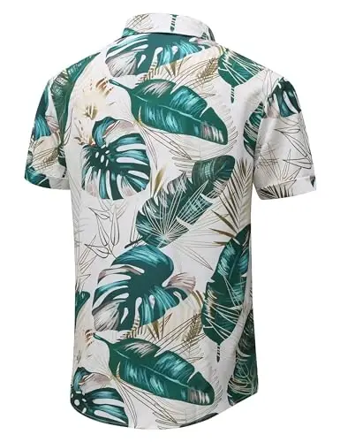 Simmashah Mens Hawaiian Shirt, Short Sleeves Button Down Beach Clothing, Unisex Summer Flamingos Casual Aloha Floral Shirts - 2