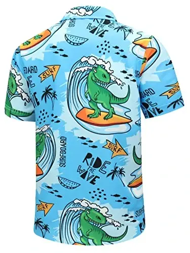 Simmashah Mens Hawaiian Shirt, Short Sleeves Button Down Beach Clothing, Unisex Summer Flamingos Casual Aloha Floral Shirts - 3