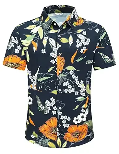 Simmashah Mens Hawaiian Shirt, Short Sleeves Button Down Beach Clothing, Unisex Summer Flamingos Casual Aloha Floral Shirts - 2