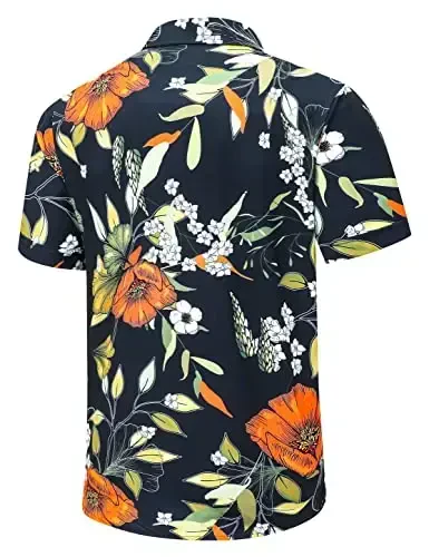 Simmashah Mens Hawaiian Shirt, Short Sleeves Button Down Beach Clothing, Unisex Summer Flamingos Casual Aloha Floral Shirts - 3