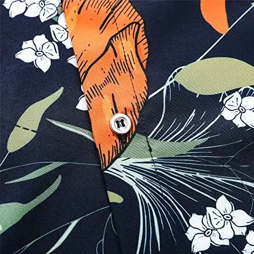 Simmashah Mens Hawaiian Shirt, Short Sleeves Button Down Beach Clothing, Unisex Summer Flamingos Casual Aloha Floral Shirts - 5