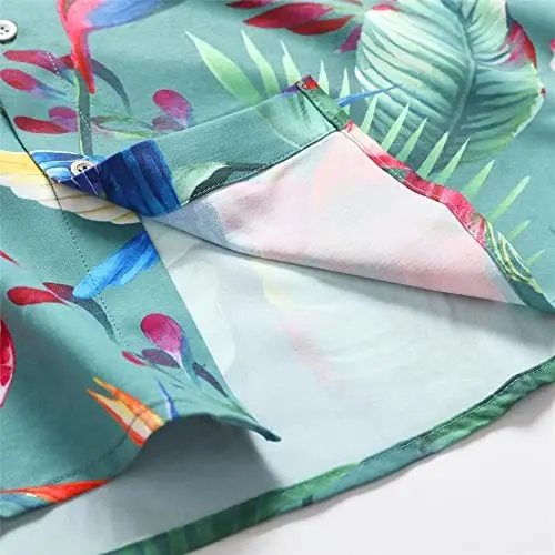 Simmashah Mens Hawaiian Shirt, Short Sleeves Button Down Beach Clothing, Unisex Summer Flamingos Casual Aloha Floral Shirts - 6