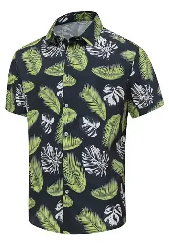 Simmashah Mens Hawaiian Shirt, Short Sleeves Button Down Beach Clothing, Unisex Summer Flamingos Casual Aloha Floral Shirts - 1