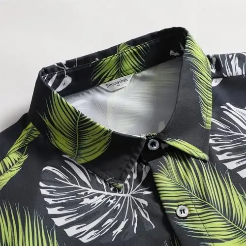 Simmashah Mens Hawaiian Shirt, Short Sleeves Button Down Beach Clothing, Unisex Summer Flamingos Casual Aloha Floral Shirts - 3