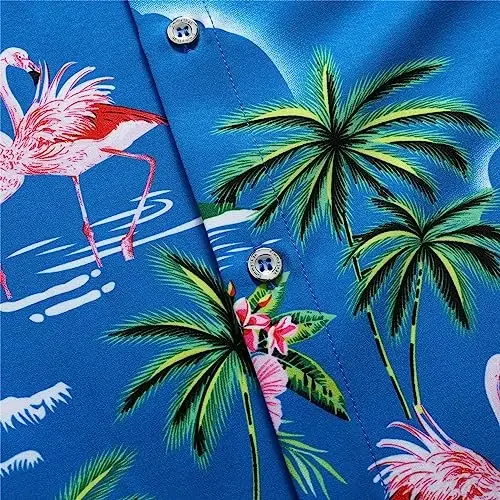 Simmashah Mens Hawaiian Shirt, Short Sleeves Button Down Beach Clothing, Unisex Summer Flamingos Casual Aloha Floral Shirts - 6
