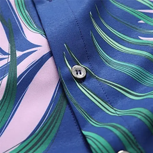 Simmashah Mens Hawaiian Shirt, Short Sleeves Button Down Beach Clothing, Unisex Summer Flamingos Casual Aloha Floral Shirts - 5