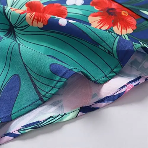 Simmashah Mens Hawaiian Shirt, Short Sleeves Button Down Beach Clothing, Unisex Summer Flamingos Casual Aloha Floral Shirts - 6