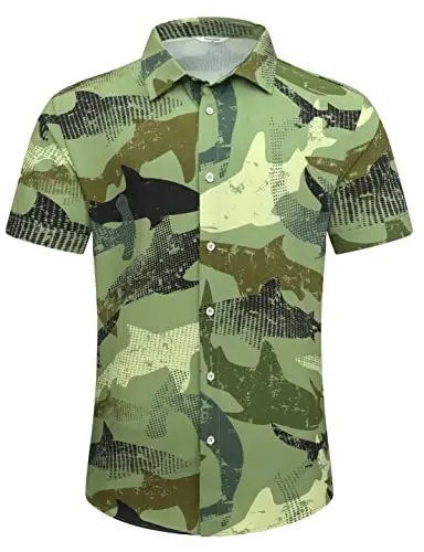 Simmashah Mens Hawaiian Shirt, Short Sleeves Button Down Beach Clothing, Unisex Summer Flamingos Casual Aloha Floral Shirts - SIMMASHAH (1)