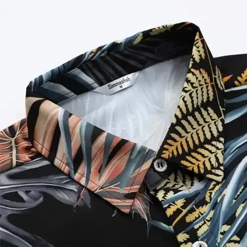 Simmashah Mens Hawaiian Shirt, Short Sleeves Button Down Beach Clothing, Unisex Summer Flamingos Casual Aloha Floral Shirts - 4