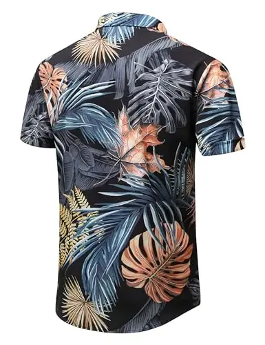 Simmashah Mens Hawaiian Shirt, Short Sleeves Button Down Beach Clothing, Unisex Summer Flamingos Casual Aloha Floral Shirts - 3