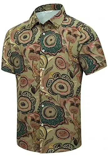 Simmashah Mens Hawaiian Shirt, Short Sleeves Button Down Beach Clothing, Unisex Summer Flamingos Casual Aloha Floral Shirts - SIMMASHAH