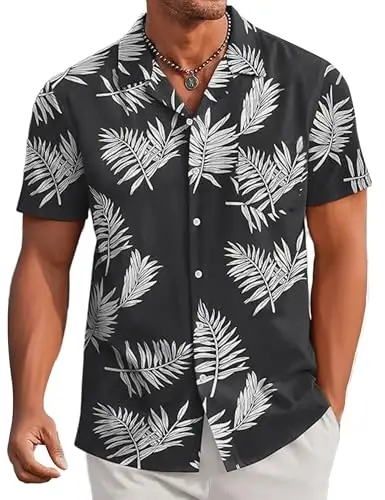 Simmashah Mens Hawaiian Shirt, Short Sleeves Button Down Beach Clothing, Unisex Summer Flamingos Casual Aloha Floral Shirts - 1