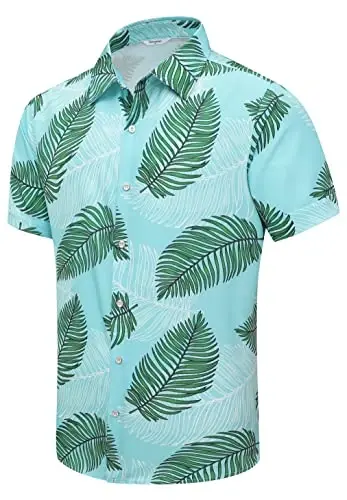 Simmashah Mens Hawaiian Shirt, Short Sleeves Button Down Beach Clothing, Unisex Summer Flamingos Casual Aloha Floral Shirts 