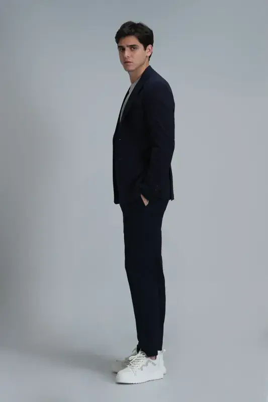 Simon Smart Erkaklar uchun Chino Shimlari Slim Fit Ko'k - 5