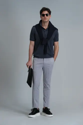 Simon Smart Erkaklar uchun Chino Shimlari Slim Fit Kulrang - 1