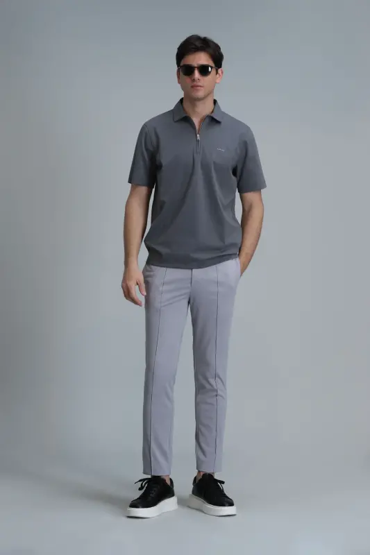Simon Smart Erkaklar uchun Chino Shimlari Slim Fit Kulrang - 5