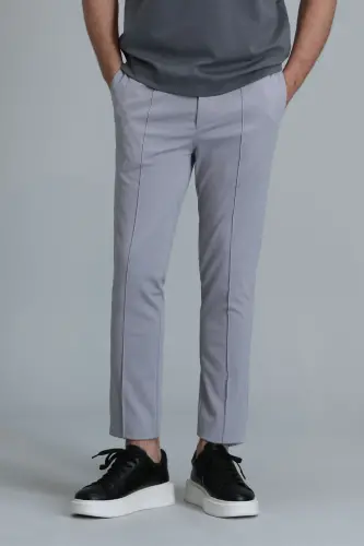Simon Smart Erkek Chino Pantolon Slim Fit Gri - Gri - LUFIAN (1)