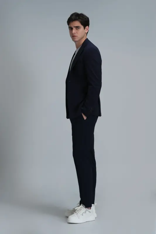 Simon Smart Men's Chino Pants Slim Fit Navy Blue - 5