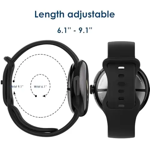 Simpeak 4 dona yumshoq silikon sport tasmasi Google Pixel Watch bilan mos keladi, Ayollar va erkaklar uchun bilaguzuk tasmalarini almashtirish, Katta 6.1