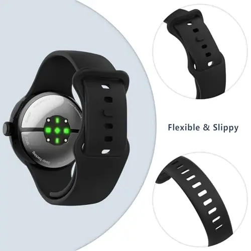 Simpeak 4-Pack Soft Silicone Sport Band Compatible with Google Pixel Watch, Wristband Straps for Women & Men Replacement, Large 6.1