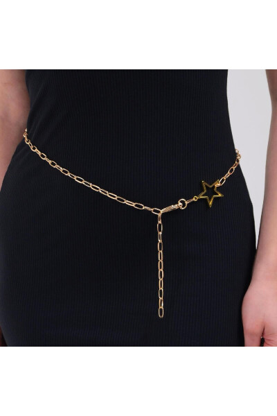 Simple Elegant Adjustable Chain Belt with Gold Star Figure for Women - 3