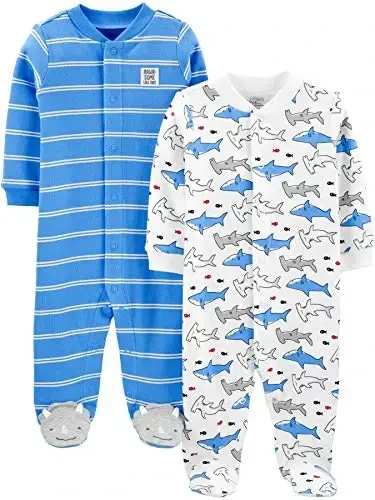 Simple Joys by Carter's Baby Boys' 2-Way Zip Thermal Footed Sleep and Play, Pack of 2 - MODAZONE